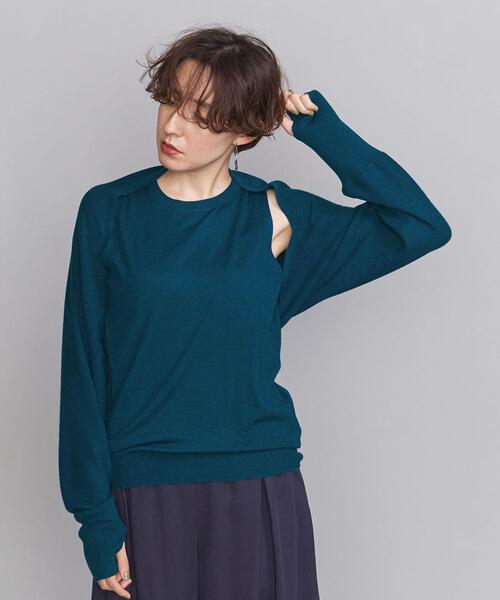 BEAUTY&YOUTH UNITED ARROWS(ビューティーアンドユースユナイテッドアローズ)の「BY レイヤードマルチニット -ウォッシャブル-(ニット/セーター・レディース・ターコイズブルー/ブラウン・FREE)」の7枚目の写真