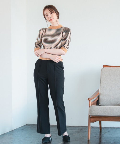 Andemiu(アンデミュウ)の「スリットフレアパンツ217172(スラックス・レディース・ブラック/ベージュ/アイボリー・SMALL/MEDIUM)」の4枚目の写真