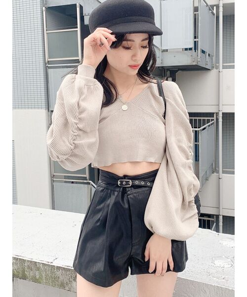 GYDA（ジェイダ）の「ウエストベルトフェイクレザーショーパン（その他パンツ・レディース・ベージュ/ブラック・FREE）」の13枚目の写真