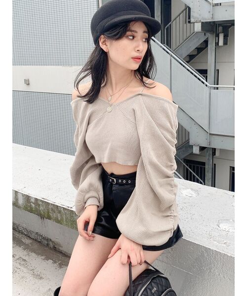 GYDA（ジェイダ）の「ウエストベルトフェイクレザーショーパン（その他パンツ・レディース・ベージュ/ブラック・FREE）」の6枚目の写真