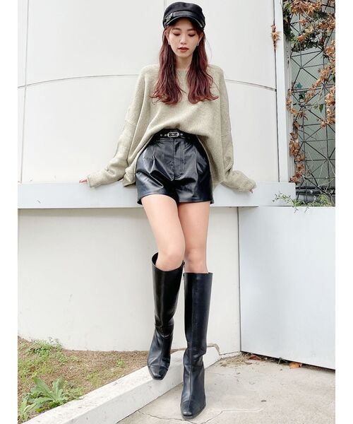 GYDA（ジェイダ）の「ウエストベルトフェイクレザーショーパン（その他パンツ・レディース・ベージュ/ブラック・FREE）」の15枚目の写真