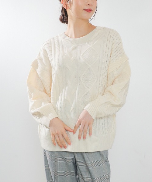 Honeys（ハニーズ）の「ケーブル編2wayニット（ニット