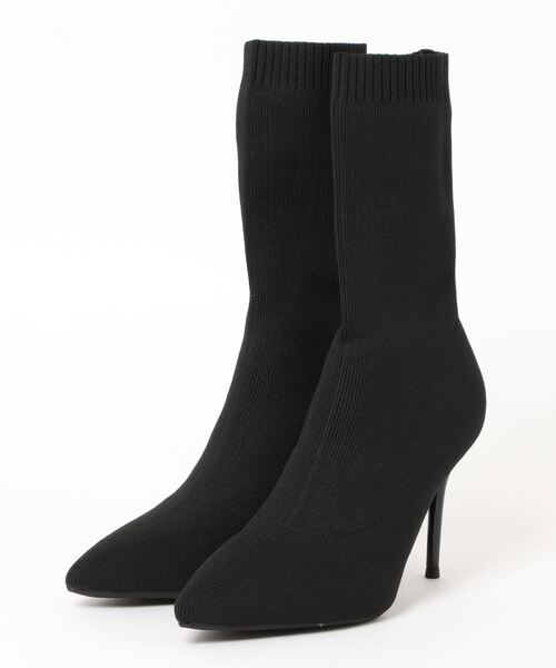 セール】【Jasmine】9㎝ヒール 華奢見え！ピンヒールソックスブーツ