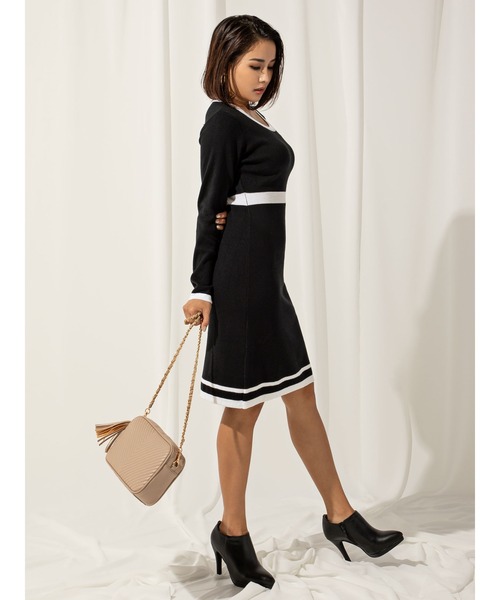 DURAS（デュラス）の「バイカラーニットワンピース（ワンピース）」 - WEAR