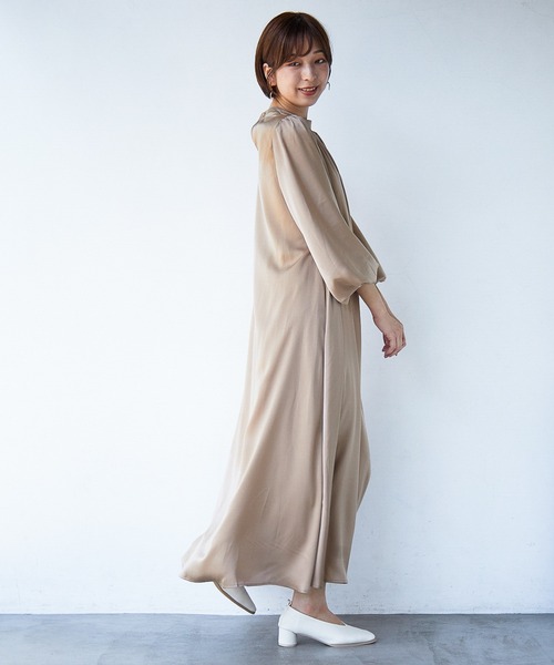 mysty woman（ミスティウーマン）の「【カラバリ豊富】クラシカルレディワンピ 254761（ワンピース・レディース・ホワイト系その他/ブラウン系その他/ブラウン系その他2/ライトベージュ/ベージュ系その他/カーキ/サックスブルー/ピンク系・FREE）」の9枚目の写真