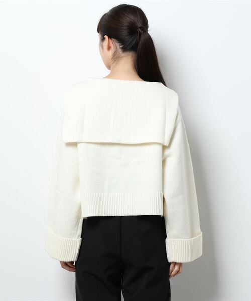 MOUSSY（マウジー）の「SAILOR COLLAR SHORT ニット（ニット/セーター・レディース・ライトイエロー/グリーン/オフホワイト/ブラック・FREE）」の5枚目の写真