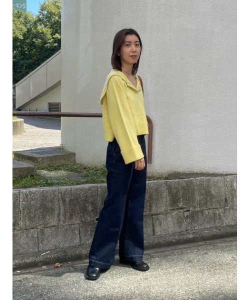 MOUSSY（マウジー）の「SAILOR COLLAR SHORT ニット（ニット/セーター・レディース・ライトイエロー/グリーン/オフホワイト/ブラック・FREE）」の15枚目の写真