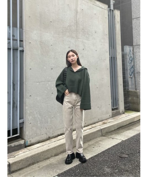 MOUSSY（マウジー）の「SAILOR COLLAR SHORT ニット（ニット/セーター・レディース・ライトイエロー/グリーン/オフホワイト/ブラック・FREE）」の13枚目の写真