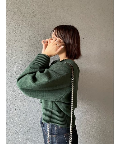MOUSSY（マウジー）の「SAILOR COLLAR SHORT ニット（ニット/セーター・レディース・ライトイエロー/グリーン/オフホワイト/ブラック・FREE）」の8枚目の写真