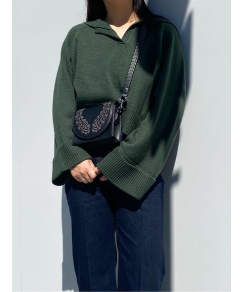 MOUSSY（マウジー）の「SAILOR COLLAR SHORT ニット（ニット/セーター・レディース・ライトイエロー/グリーン/オフホワイト/ブラック・FREE）」の21枚目の写真