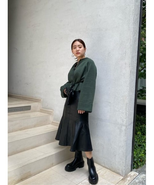 MOUSSY（マウジー）の「SAILOR COLLAR SHORT ニット（ニット/セーター・レディース・ライトイエロー/グリーン/オフホワイト/ブラック・FREE）」の22枚目の写真