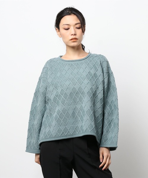 LBC(エルビーシー)の「【ZOZO限定】ダイヤ柄ニットプルオーバー(ニット/セーター・レディース・ブラウン/オフホワイト/ブルー・M/L)」の3枚目の写真
