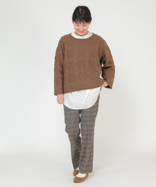 LBC(エルビーシー)の「【ZOZO限定】ダイヤ柄ニットプルオーバー(ニット/セーター・レディース・ブラウン/オフホワイト/ブルー・M/L)」の13枚目の写真
