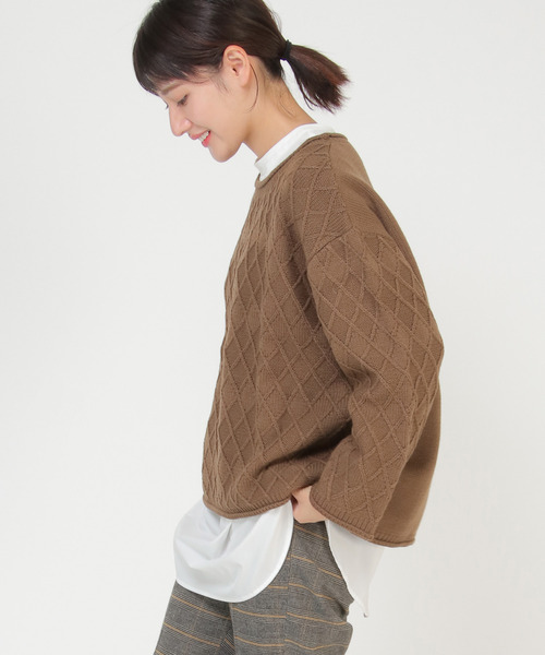 LBC(エルビーシー)の「【ZOZO限定】ダイヤ柄ニットプルオーバー(ニット/セーター・レディース・ブラウン/オフホワイト/ブルー・M/L)」の16枚目の写真