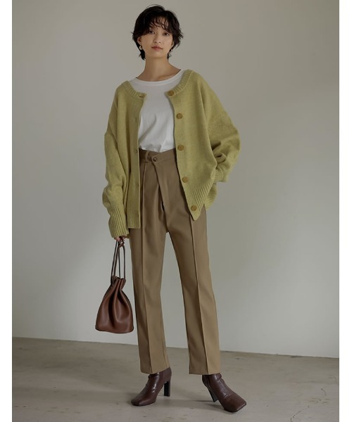 Re:EDIT(リエディ)の「起毛ツイルドロップボタンピンタックパンツ(その他パンツ・レディース・ベージュ系その他/ブラック/ブルー/ブラウン系その他/ミックスグレー・MEDIUM/SHORT/TALL/LARGE)」の14枚目の写真