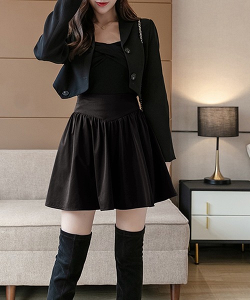 Grandeir（グランディール）の「シャイニー フレア ミニスカート（スカート・レディース・ブラック/ブラウン・M）」の16枚目の写真