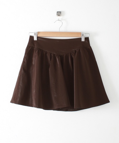 Grandeir（グランディール）の「シャイニー フレア ミニスカート（スカート・レディース・ブラック/ブラウン・M）」の13枚目の写真