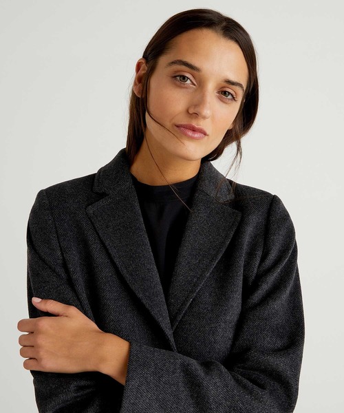 BENETTON (UNITED COLORS OF BENETTON)（ベネトンユナイテッドカラーズオブベネトン）の「ウール混3ボタンシングルコート（ステンカラーコート・レディース・モカ/グレー/ネイビー・38/40/44/42）」の17枚目の写真