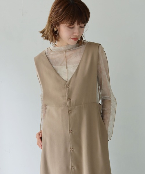 HER CLOSET（ハークローゼット）の「【shemoshelly】WEB限定前後2WAYボタンデザインジャンパースカート（ジャンパースカート・レディース・ブラック/モカ・S/M）」の12枚目の写真