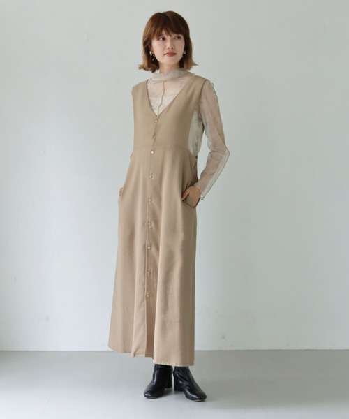 HER CLOSET（ハークローゼット）の「【shemoshelly】WEB限定前後2WAYボタンデザインジャンパースカート（ジャンパースカート・レディース・ブラック/モカ・S/M）」の8枚目の写真