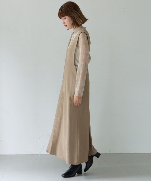HER CLOSET（ハークローゼット）の「【shemoshelly】WEB限定前後2WAYボタンデザインジャンパースカート（ジャンパースカート・レディース・ブラック/モカ・S/M）」の9枚目の写真