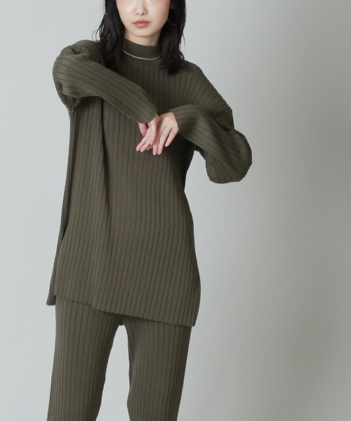 NATURAL BEAUTY BASIC(ナチュラルビューティーベーシック)の「タートルニット×ニットパンツセット(ワンピース・レディース・グレー/カーキ/ネイビー・MEDIUM)」の15枚目の写真