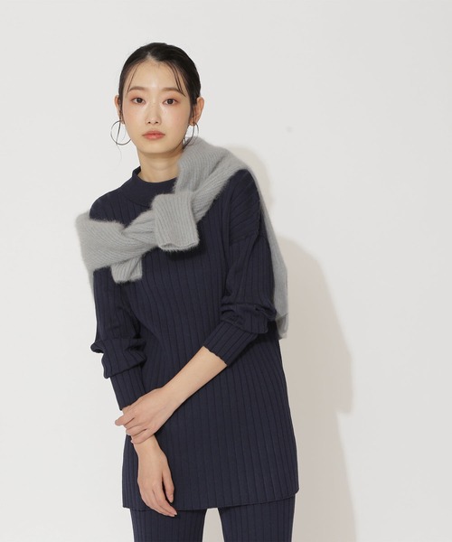NATURAL BEAUTY BASIC(ナチュラルビューティーベーシック)の「タートルニット×ニットパンツセット(ワンピース・レディース・グレー/カーキ/ネイビー・MEDIUM)」の5枚目の写真