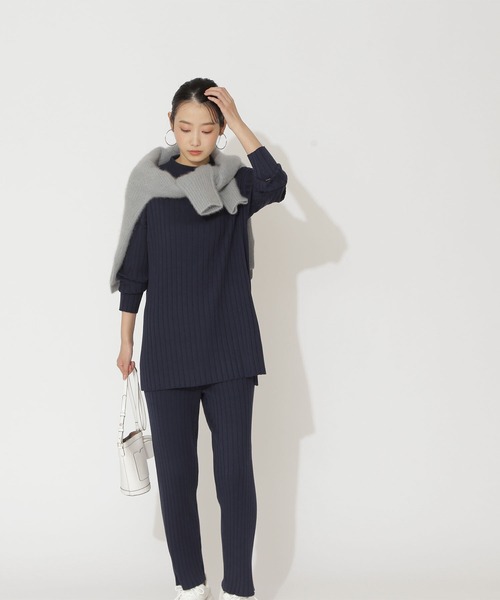 NATURAL BEAUTY BASIC(ナチュラルビューティーベーシック)の「タートルニット×ニットパンツセット(ワンピース・レディース・グレー/カーキ/ネイビー・MEDIUM)」の10枚目の写真