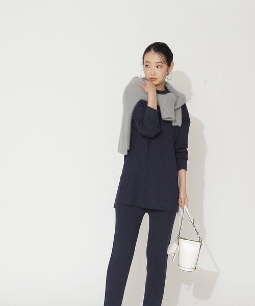 NATURAL BEAUTY BASIC(ナチュラルビューティーベーシック)の「タートルニット×ニットパンツセット(ワンピース・レディース・グレー/カーキ/ネイビー・MEDIUM)」の22枚目の写真