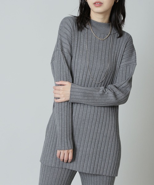 NATURAL BEAUTY BASIC(ナチュラルビューティーベーシック)の「タートルニット×ニットパンツセット(ワンピース・レディース・グレー/カーキ/ネイビー・MEDIUM)」の14枚目の写真