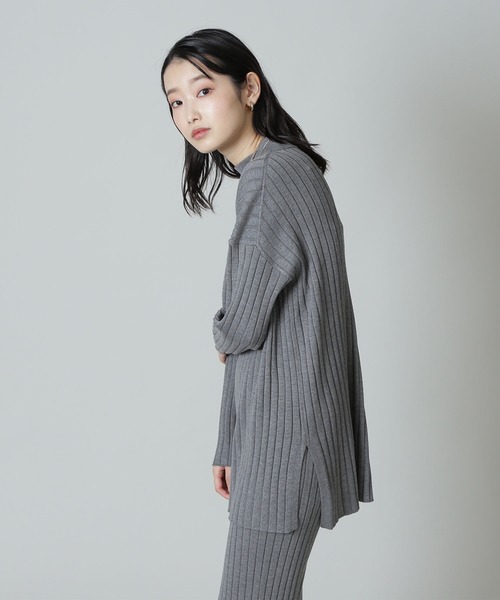 NATURAL BEAUTY BASIC(ナチュラルビューティーベーシック)の「タートルニット×ニットパンツセット(ワンピース・レディース・グレー/カーキ/ネイビー・MEDIUM)」の6枚目の写真