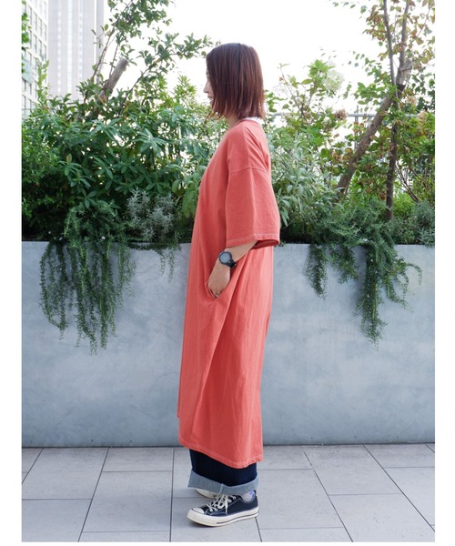 MANASTASH（マナスタッシュ）の「MANASTASH/マナスタッシュ W's RE:CTN COCOON DRESS　ウィメンズ　コクーンワンピース（ワンピース・レディース・ネイビー/オレンジ/グリーン・MEDIUM）」の6枚目の写真