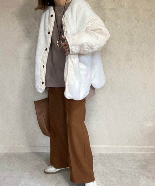 ECRIRE（エクリール）の「【miho.a.nicoコラボ】ストレートワイドパンツ（スラックス・レディース・ブラック/ベージュ/ブラウン/グレー・M/L）」の13枚目の写真