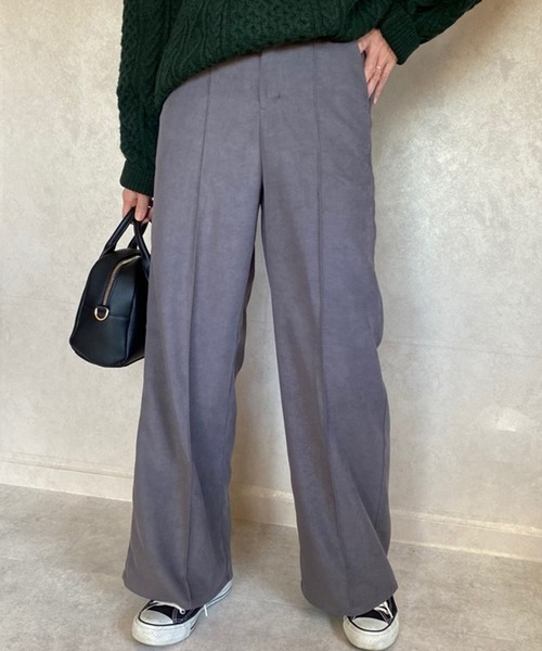 ECRIRE（エクリール）の「【miho.a.nicoコラボ】ストレートワイドパンツ（スラックス・レディース・ブラック/ベージュ/ブラウン/グレー・M/L）」の9枚目の写真