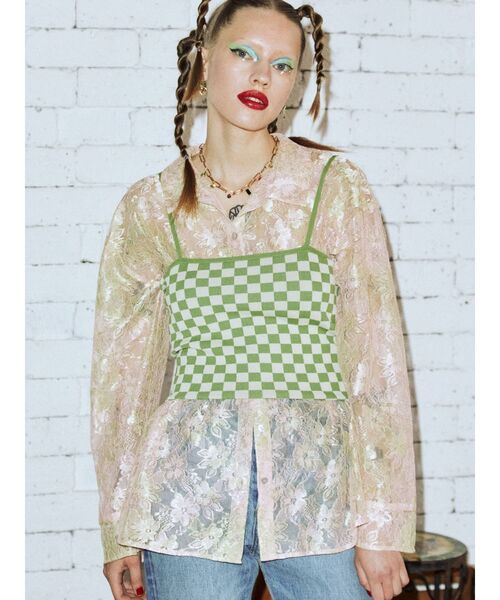 jouetie(ジュエティ)の「パターンサマーニットキャミソール(キャミソール・レディース・ブラック/オレンジ/グリーン/パープル・MEDIUM)」の9枚目の写真