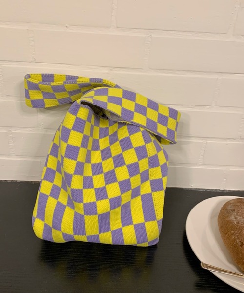 yuue' ( wear )（ユーイ）の「フラッガーチェック サブバッグ（エコバッグ/サブバッグ・レディース・ブラック/ピンク/イエロー/ブルー/グリーン・FREE）」の6枚目の写真