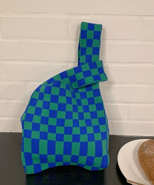 yuue' ( wear )（ユーイ）の「フラッガーチェック サブバッグ（エコバッグ/サブバッグ・レディース・ブラック/ピンク/イエロー/ブルー/グリーン・FREE）」の7枚目の写真