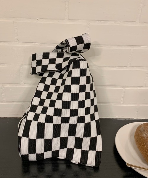 yuue' ( wear )（ユーイ）の「フラッガーチェック サブバッグ（エコバッグ/サブバッグ・レディース・ブラック/ピンク/イエロー/ブルー/グリーン・FREE）」の10枚目の写真