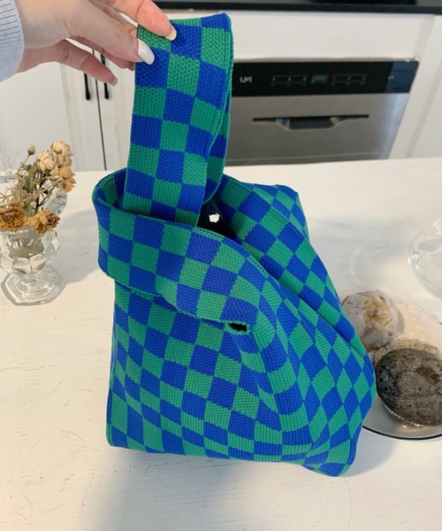 yuue' ( wear )（ユーイ）の「フラッガーチェック サブバッグ（エコバッグ/サブバッグ・レディース・ブラック/ピンク/イエロー/ブルー/グリーン・FREE）」の13枚目の写真