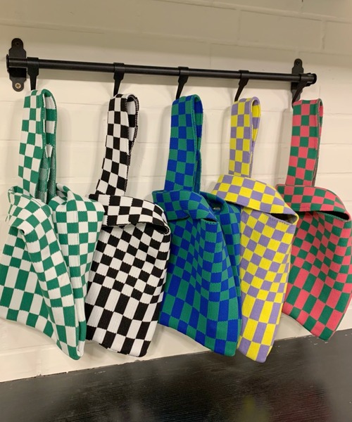 yuue' ( wear )（ユーイ）の「フラッガーチェック サブバッグ（エコバッグ/サブバッグ・レディース・ブラック/ピンク/イエロー/ブルー/グリーン・FREE）」の19枚目の写真