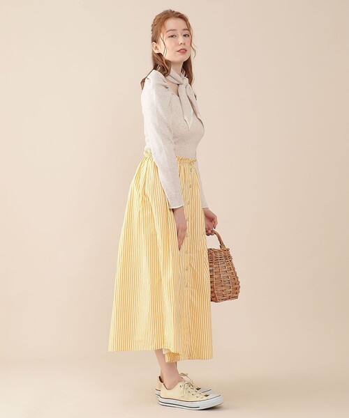DEICY（デイシー）の「ストライプスカートセットニット（ワンピース・レディース・イエロー/ブラウン・FREE）」の11枚目の写真