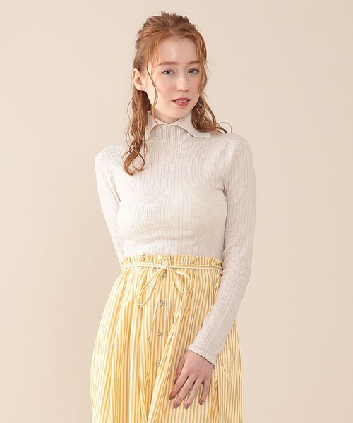 DEICY（デイシー）の「ストライプスカートセットニット（ワンピース・レディース・イエロー/ブラウン・FREE）」の17枚目の写真