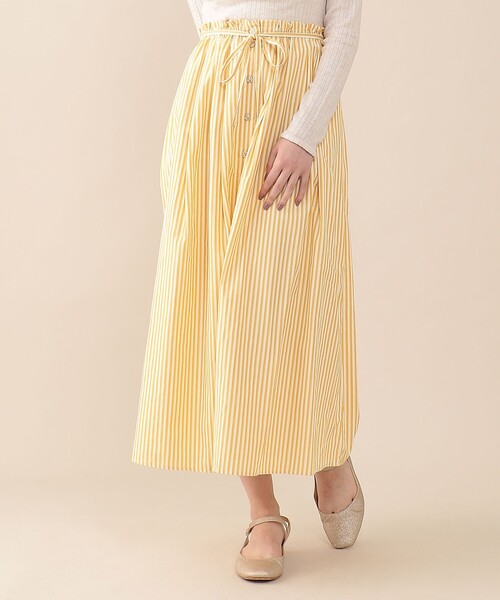 DEICY（デイシー）の「ストライプスカートセットニット（ワンピース・レディース・イエロー/ブラウン・FREE）」の9枚目の写真
