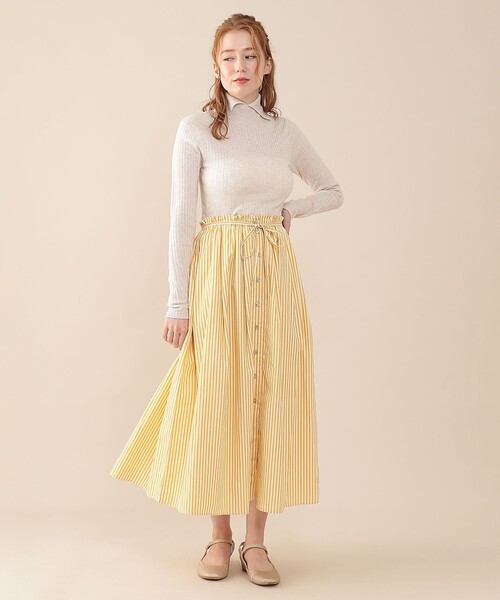 DEICY（デイシー）の「ストライプスカートセットニット（ワンピース・レディース・イエロー/ブラウン・FREE）」の14枚目の写真