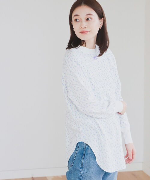 BEAMS BOY(ビームスボーイ)の「BEAMS BOY / フラワー ハニカム ロングスリーブ(Tシャツ/カットソー・レディース・オフホワイト/サックスブルー・FREE)」の10枚目の写真