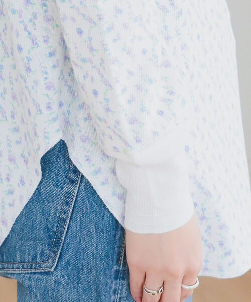 BEAMS BOY(ビームスボーイ)の「BEAMS BOY / フラワー ハニカム ロングスリーブ(Tシャツ/カットソー・レディース・オフホワイト/サックスブルー・FREE)」の16枚目の写真