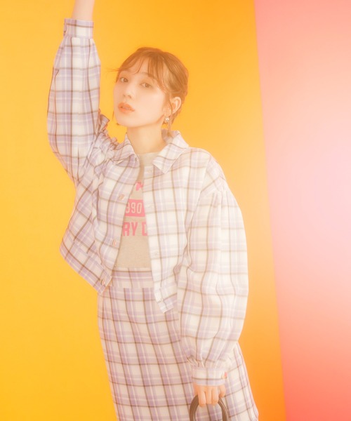 vis-`a-vis（ビサビ）の「【一部店舗限定】チェック柄イレヘムマーメイドスカート【セットアップ対応】（スカート・レディース・ラベンダー/ブラック系その他・S/M）」の16枚目の写真