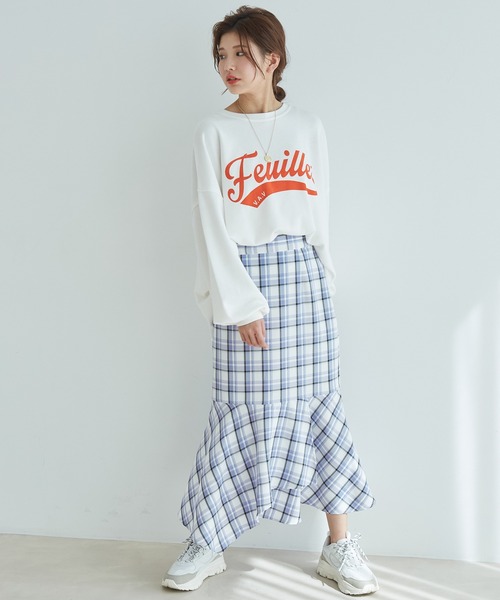 vis-`a-vis（ビサビ）の「【一部店舗限定】チェック柄イレヘムマーメイドスカート【セットアップ対応】（スカート・レディース・ラベンダー/ブラック系その他・S/M）」の19枚目の写真