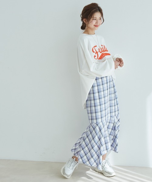 vis-`a-vis（ビサビ）の「【一部店舗限定】チェック柄イレヘムマーメイドスカート【セットアップ対応】（スカート・レディース・ラベンダー/ブラック系その他・S/M）」の20枚目の写真