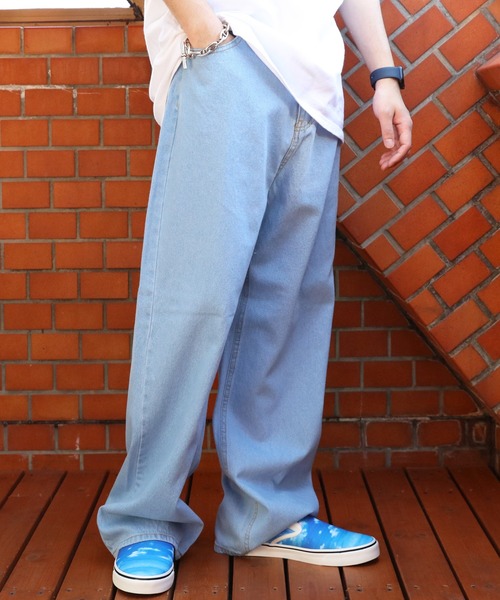 8(eight)(エイト)の「極太ワイドデニムストレートパンツ(デニムパンツ・メンズ・ブラック/ネイビー/サックスブルー/ブルー・MEDIUM/LARGE)」の1枚目の写真